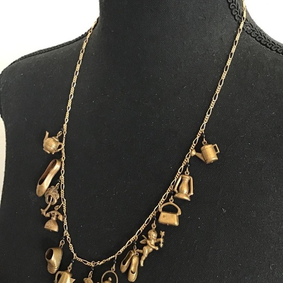 Vintage Pididdly Links Charm Necklace Brass - Picture 3 of 4